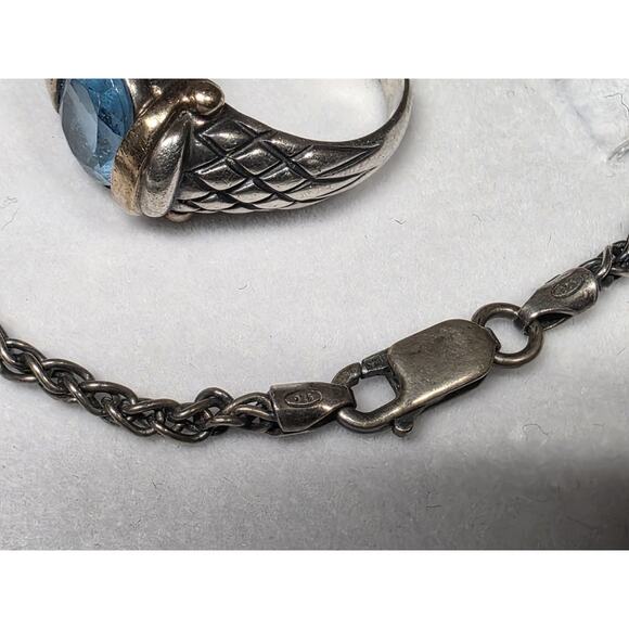 Ladies STERLING SILVER LIGHT BLUE TOPAZ NECKLACE And Ring Set - Picture 5 of 7